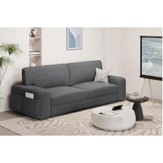 Yaheetech Sofa 212 x 81 cm Upholstered Sofa Made of Corduroy Fabric with Removable Cushions and Backrests Couch with Wide Armrests for Living Room/Bedroom/Playroom, Dark Grey
