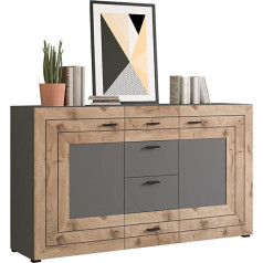 Xonox.home Wohnen Freno X30A2T01 Sideboard Chest of Drawers Grey with Nox Oak Inserts Approx. 160 x 90 x 40 cm