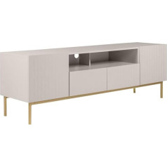 Vente-Unique -TV Furniture - 2 Doors, 2 Drawers and 2 Shelves - MDF and Steel - Beige and Gold - Evilana