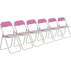 Harbour Housewares Pack of 6 Pink and White Padded Folding Chair – Great for, Office, Desk, Poker, Spare/Extra Seating