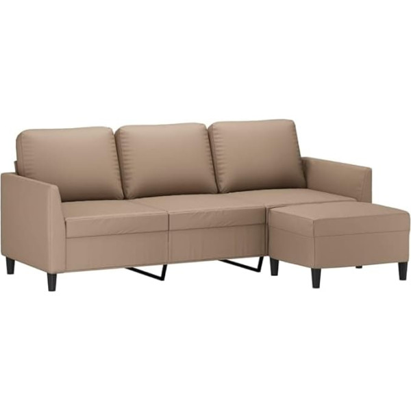 Vidaxl 3-Seater Sofa, Couch with Footstool, Reclining Sofa for Living Room, Upholstered Sofa, Armchair, Relaxing Sofa, Lounge Sofa, TV Sofa, Cappuccino Brown, Faux Leather