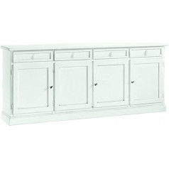 Mar.c.a. Design Arte Povera Living Room Sideboard Solid Wood 4 Drawers 4 Matt White Doors - Mis. 205 x 42 x 86 cm