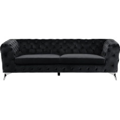 Beliani Chesterfield Style Classic Upholstered Sofa Velvet Fabric Black Sotra