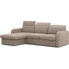 Meblini Sofa Bed with Bed Box - Corner Sofa with Sleep Function - Sofa with Relaxation Function and Headrests - Couch L-Shape - Corner Couch - Living Landscape - Emerald - 215 x 167 x 84 cm - Brown