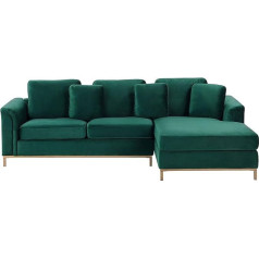 Beliani Elegant Corner Sofa Right Side Velvet Fabric Green Oslo