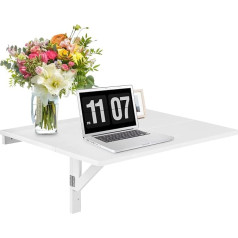 Costway Folding Wall Table 80 x 60 cm White Wooden