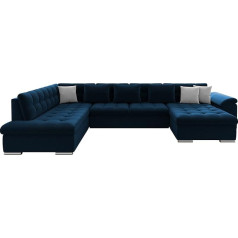 Mirjan24 Niko Bis Corner Sofa, Designer Sofa Couch with Sleep Function and Bed Box, U-Sofa, Choice of Colours, Living Landscape from Manufacturer (Corner Sofa Right, Kronos 09 + Kronos 09 + Paros 05)