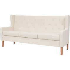 Vidaxl Canapé à 3 places Tissu Blanc crème