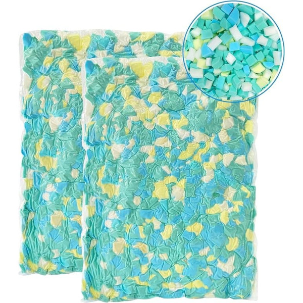 Welacer 4.4 kg Memory Foam Filling for Bean Bag Filler, Cushion Chair Cushion Dog Bed Foam Flakes Refill, Premium Soft and Great for Cushion Filling, Multi Colour and Shape