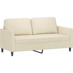 vidaXL Sofa 2-Seater, Lounge Sofa Couch with Armrests Back Cushion, Living Room Sofa Design Sofa Metal Frame, Seating Furniture Three Seater, Cream Faux Leather
