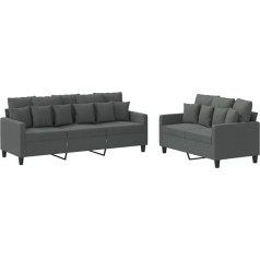 Willood 2-Piece Sofa Set with Cushions Dark Grey Fabric, Suitable for Bedroom, Guest Sofas, Armchair Sofas