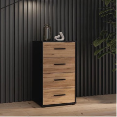 Forte MOKKARO Narrow Chest of Drawers 50 with 4 Drawers, 48.2 cm Wide x 84.9 cm High x 42 cm Deep