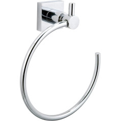 Tesa HUKK Towel Ring Chrome-Plated Oval Towel Holder Ring for Wall Mounting without Drilling Includes Adhesive Solution 177 mm x 200 mm x 70 mm