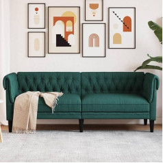 Klyeon Chesterfield Sofa 3 Seater Dark Green Fabric, Elegant Chesterfield Sofa in Dark Green with 3 Seaters: Comfort and Style for Your Home, Living Room, Sofas
