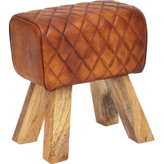 Finebuy Möbel Zum Wohlfühlen FineBuy Stool Real Leather/Solid Wood 40 x 48 x 27 cm Modern Footstool Leather Stool Brown Small Stool Padded Wooden Stool with Leather Cover