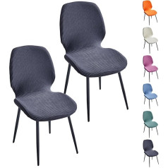 Kccrhin Chair Covers for Dining Room 1/2/4/6 Piece Set Stretch Seat Cover Chair Covers with Curved Backrest Chair Covers Scandinavian Washable Chair Protector for Café Hotel Restaurant Grey 2 Pieces