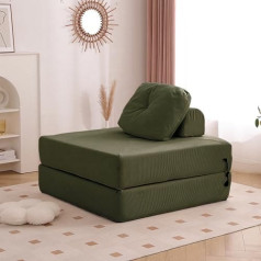 Lazy Floor Sofa, Soft Corduroy Sofa with One Seat, Minimalist Sofas, Tatami Sofa, Fireplace Chair, Corner Relax Sofa for Living Room, Bedroom, Salon, Office, Floor, Lou Green-80 cm