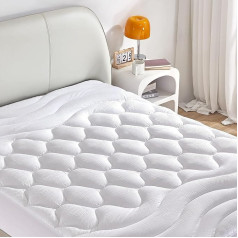 Sonive Mattress Protector, Mattress Topper, Thick Mattress Topper, 3-Zone Design, Deep Pocket Mattress Cover, Mattress Protector (140 x 200 x 38 cm, White)