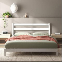‎Zinus Zinus Robin Bed 135 x 190 cm - Height 20 cm - Sustainable Bamboo Frame with Headboard - White