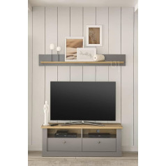 Lomadox Living Room TV Furniture Set in Grey with Artisan Oak Nb W x H x D approx. 150 x 160 x 44 cm