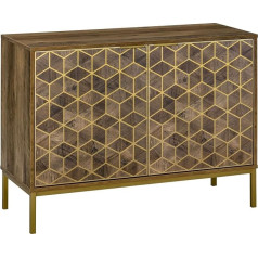 Homcom Wooden Entrance and Living Room Furniture 2 Door Modern Sideboard with Gold Decorations and Steel Legs 99 x 39 x 75.5 cm
