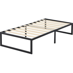 Hogar24 Es Kio Wooden Slatted Frame 90 x 190 cm Metal Bed Frame Storage Platform Easy to Assemble 90 x 190 cm Black