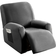 Highdi Stretch Cover for Recliner Chair, Luxury Velvet Armchair Cover, 4-Piece Set, Super Soft Fabric, Complete Recliner Chair Cover, Armchair Protector, for TV Chair, Recliner Chair (Dark Grey)