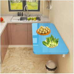 Generisch Schwebender Klapptisch zur Wandmontage, für kleine Räume, Klapptisch für Waschküche, Arbeitszimmer, Schlafzimmer, 50 x 30 cm, Blau