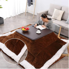 Generisch Heiztisch-Set im japanischen Stil mit Decke und Steppdecken, Braun, A, 120 x 80 x 45 cm