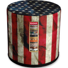 Kadax Pouf, Pouf, Round Stool, Diameter 40.5 x 41 cm, Modern Design, Pouf with Washable Cover, Bean Bag, Floor Cushion, Decorative Stool, Foot Stool, Seat Cushion, Fabric Stool (Flag)