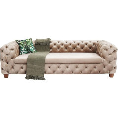 Kare Design Sofa Desire 3-Seater Ecru Beige Velvet Arms and Backrests Button Look 68 x 245 x 100 cm (H x W x D)