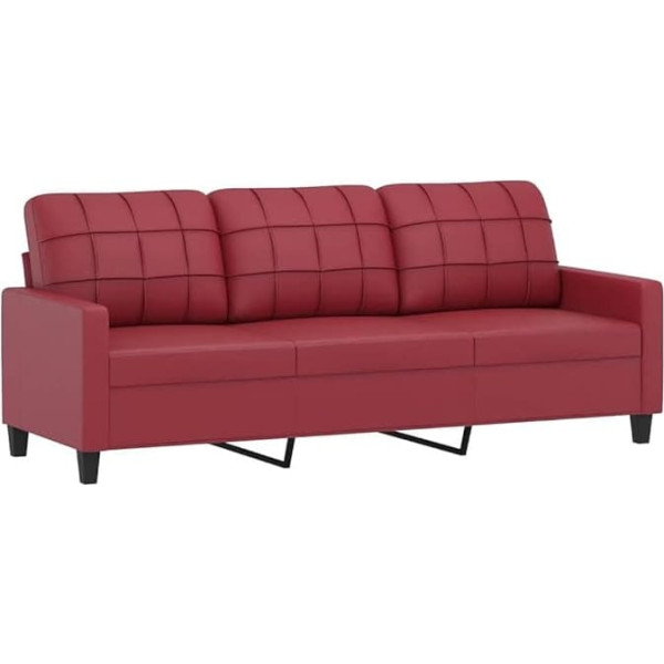 ‎Vidaxl vidaXL Sofa 3 Seater, Couch for Living Room, Upholstered Sofa with Metal Frame, Lounge Sofa Seating Furniture, Living Room Sofa, Three Seater, Wine Red Faux Leather