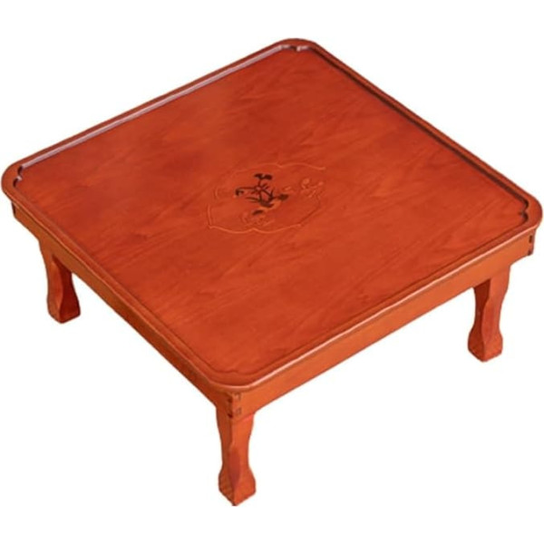 Generisch Folding Tea Coffee Table Multifunctional Wooden Korean Dining Table Household Low Wooden Table Hand Painted Bay Window Table for Storage (70x70x29cm)