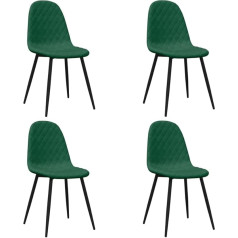 Vidaxl 4 x Dining Room Chairs, Kitchen Chairs, Living Room Chairs, Upholstered Chairs, Dining Chairs, Dark Green, Velvet Metal Legs