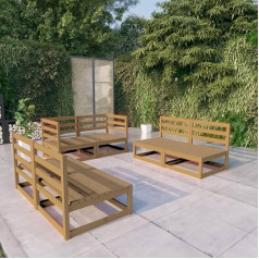 Homgoday Garden Sofa Set 6 Pieces Brown 1 Solid Pine Wood Sofas Outdoor Garden Set Outdoor Furniture Outdoor Sofa Set Outdoor Sofa Set