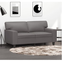 Mengtu 2-Seater Sofa Double Sofa Couch Lounge Sofa Relax Sofa Guest Sofa Upholstered Sofa Loveseat Sofa for Living Room Bedroom Guest Room Grey 120 cm Faux Leather