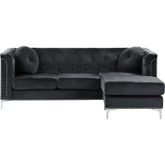 Beliani Elegant Left Side Velvet Corner Sofa Black Flen