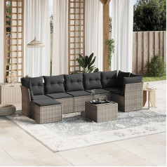 Homgoday Gartenmöbel-Set 8-teilig mit Kissen hellgrau Polyrattan, Möbel Set Schlafsofa Wohnzimmer Couch, Set Sofa für den Außenbereich, Typ 3263208