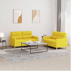 qohoio 2-TLG. Sofagarnitur mit Kissen Sofa Wohnzimmer Sitzgruppe Wohnzimmer Sofa Set Sofas FüR Wohnzimmer Hellgelb Stoff - 3201573