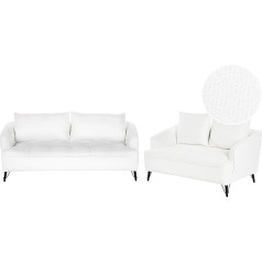 Beliani Hobro Bouclé 5-Seater Sofa Set White Quilted with Armrests Loose Back Cushions