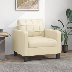 Hommdiy Sofa, Couch for Living Room, Upholstered Sofa with Metal Frame, Lounge Sofa, Two-Seater Living Room Sofa, Living Room Furniture, Faux Leather, 60 cm, Cream