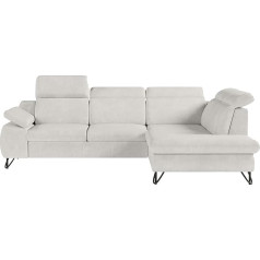 Robin Inspire Corner Sofa L Shape Sofa with Sleep Function Corner Couch Multifunctional with Bed Box Sofa Bed Freestanding Chenille Fabric Ecru Iverto 263 x 206 x 95 cm Right