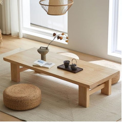 Generisch Japanischer Bodentisch aus Massivholz, Vintage, für Teestube und Balkon, Wohnzimmer, Outdoor, rechteckig, kleiner Couchtisch (Holzfarbe, 120 x 60 x 38 cm)