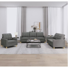 Festnight 3-2-1 Sofa Set, Lounge Sofa, 3-Seater Sofa + 2-Seater Sofa + Armchair, Fabric Dark Grey
