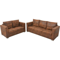 Klyeon Sofa Set 2-Piece Artificial Suede, Elegant Sofa Set with Wooden Frame in Vintage Style for Your Living Room, Living Room, Sofas