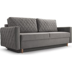 Mb-Moebel Nolen Sofa Bed with Sleep Function and Bed Box Couch for Living Room Upholstered Sofa Set Living Landscape with Bed Function - 215 x 100 x 94 cm (Light Grey - Noel 26)