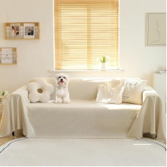 ‎Meetsky MEETSKY Sofa Covers for 3 Pillows, Washable Decorative Section Couch Covers, Soft Chenille Blend Upholstery Cover Sofa Slipcovers for Living Room, 231 x 340 cm, Beige