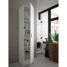 Dmora - Clearwater 1-Door Multi-Purpose Cupboard, Auxiliary Cabinet, Shoe Cabinet with Shelves, Vertical Shoe Rack, 37 x 37 x 180 cm, White