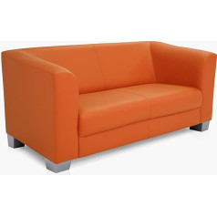 Moebel-Eins Chicago 2-Seater Sofa Couch Lounge Sofa Material Faux Leather Orange