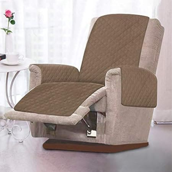 JTWEB Armchair Protector, Relax Chair Cushion with Non-Slip, 1 Seater Armchair Protector, Sofa Throw with 2.5 cm Widths Adjustable Straps (Camel)